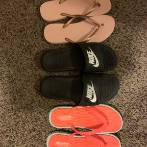 nike slides. champion flip flops and flip flops